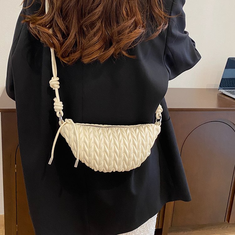 PU Shoulder Crossbody Bag with Zipper and Stitching - Image 2