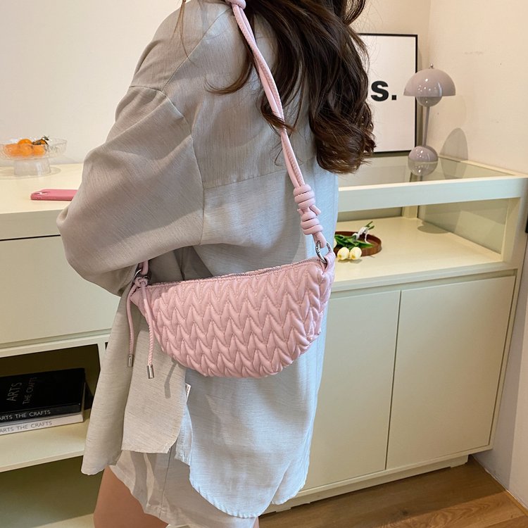 PU Shoulder Crossbody Bag with Zipper and Stitching - Image 4