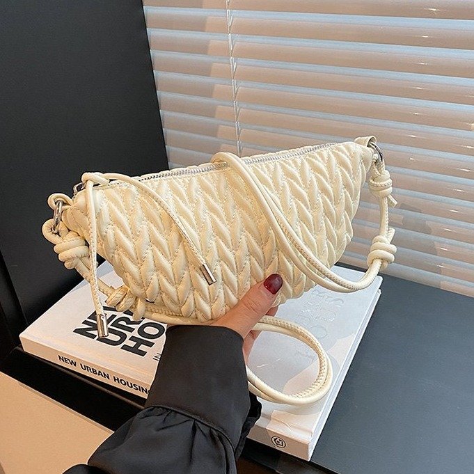 PU Shoulder Crossbody Bag with Zipper and Stitching