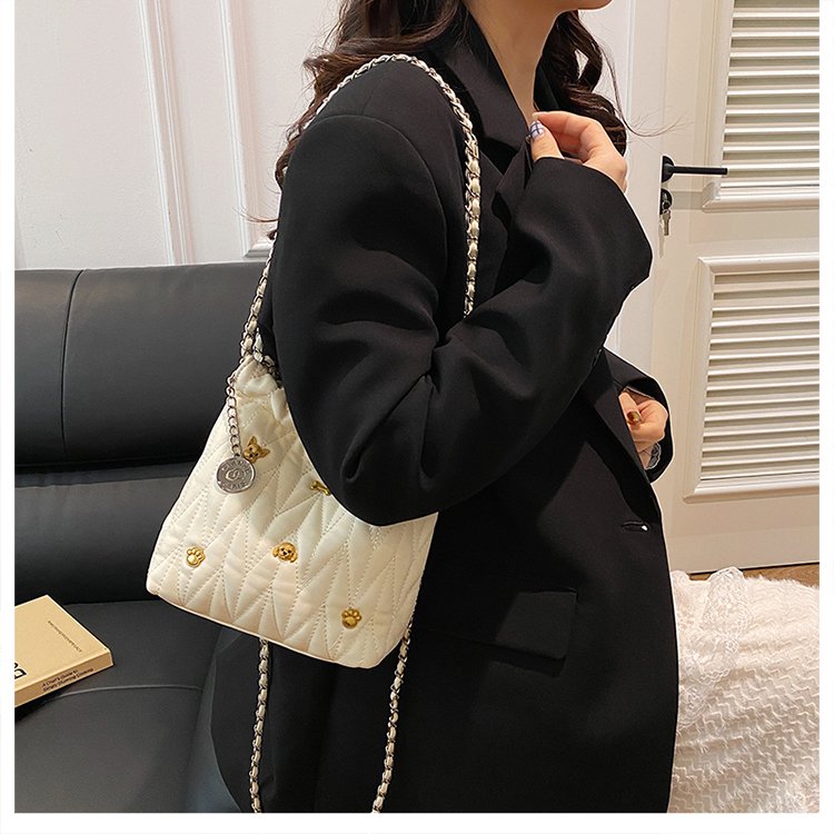 Rhinestone Pleated Shoulder Crossbody Bag PU Magnetic Closure 2025 Spring