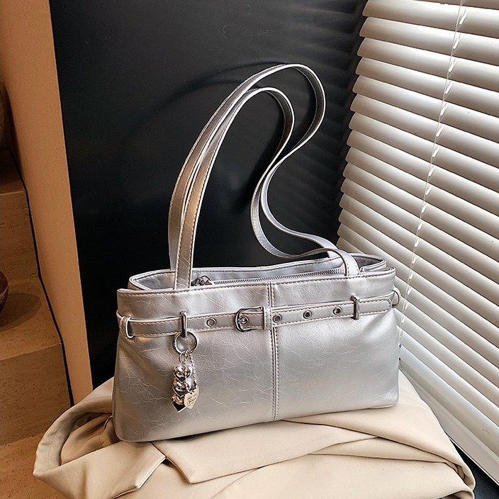 PU Bowling Bag Shoulder Bag with Zipper Spring 2025