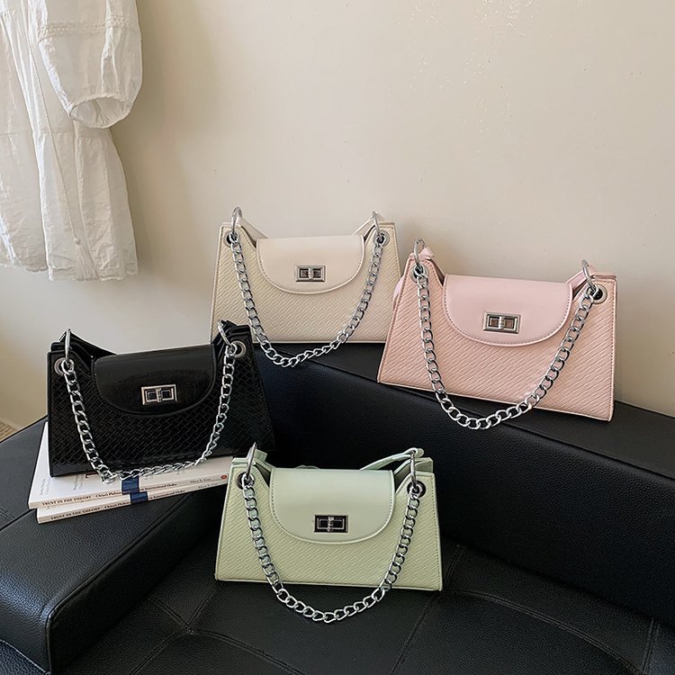 Women’s Single Shoulder Crossbody Bag with Lock Closure – Summer 2026 Medium Size – Beige,Black,Green,Pink – Medium