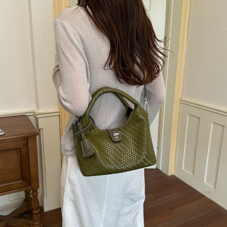 Women's One Shoulder Crossbody Handbag with Lock Closure - Summer 2026 - White,Black,Green,Coffee - One Size - Image 4