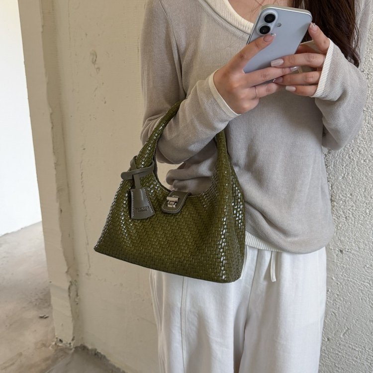 Women's One Shoulder Crossbody Handbag with Lock Closure - Summer 2026 - White,Black,Green,Coffee - One Size - Image 3
